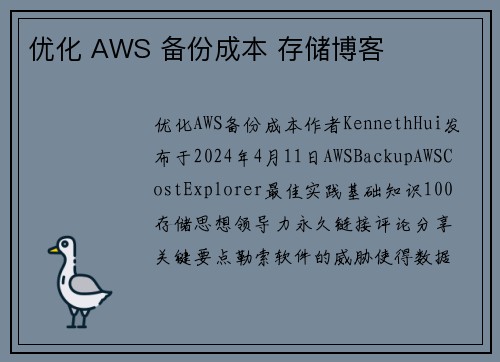 优化 AWS 备份成本 存储博客